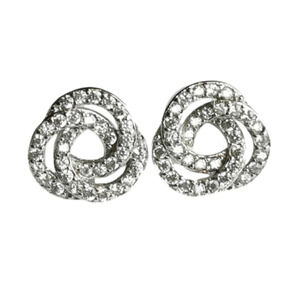 CZ sterling silver love knot stud earrings in Sterling Silver